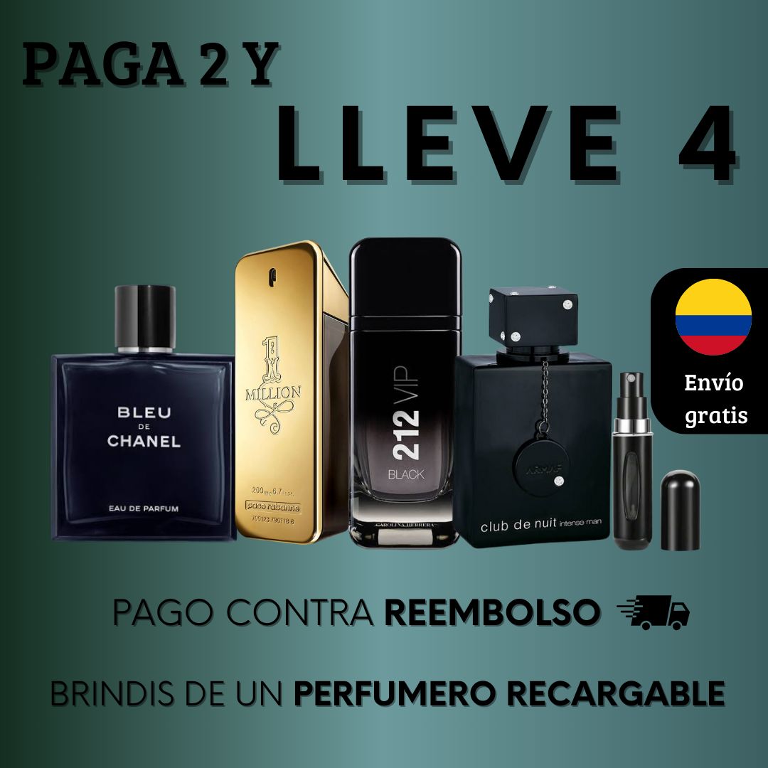 ¡Compra 2 y llévate 4! Bleu, Club de Nuit, 212 VIP Black y One Million